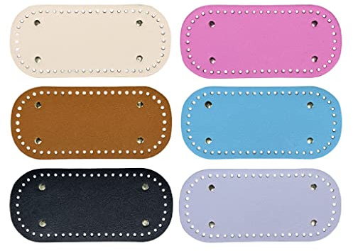 Kellegour 6 Stück Tasche Taschenboden,Taschenboden zum Häkeln Leder,6 Farbe Oval PU Leder Stricken Taschenboden zum Häkeln 22x10cm,für Taschenherstellung,Tasche Umhängetaschen DIY-Zubehör