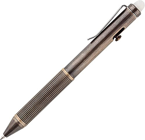 SMOOTHERPRO Radierbare Messing Kugelschreiber Bolt Action Metall Stift Kompatibel mit Pilot Minen für Tremor Parkinson Arthritis Hände Business Farbe Retro Schwarz(EP02BK)