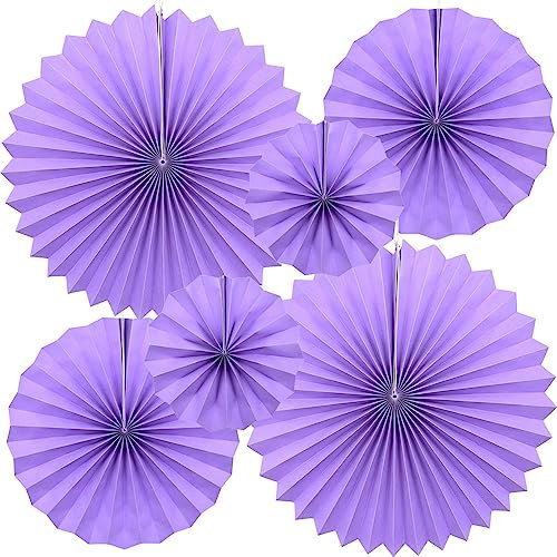 CEEYSEE Lot de 6 éventails ronds en papier à suspendre pour fête, thé, anniversaire, mariage, bébé, remise de diplôme (violet/SZIS)