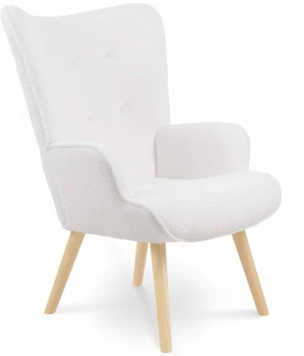 IDMarket - Fauteuil scandinave Ivar en Tissu Bouclette Blanc