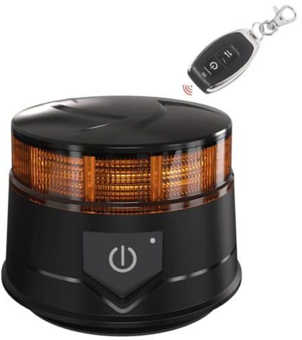 Rundumleuchte, freistehend, drehbar, LED, Bernstein, Orange, E9, R65, 14 W, inkl. Fernbedienung, wiederaufladbarer Akku, Magnetbasis und Saugnapf