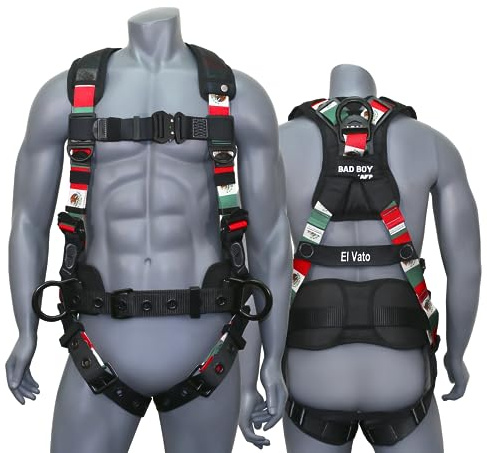 AFP Fall Protection Full-Body Premium Safety Harness, 8” Thick Support Belt, Aluminum D-Rings, Tongue Buckle (OSHA/ANSI PPE) – Fall Protection Harness, Safety Harnesses for Men Construction