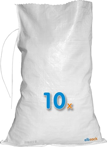 ELBSACK Lot de 10 sacs de sable, en polypropylène, vides, 40 x 60 cm, avec bande de fermeture, remplissables de sable, utilisés par THW & Feuerwehr pour la protection contre les inondations