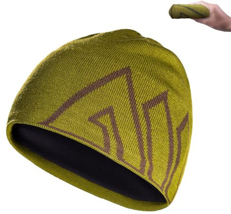 BAKLUCK Mütze Frühling Merinowolle Beanie Übergangsmütze Haube Weich Warm Wintermütze Sportmütze Bequem Atmungsaktiv Mütze Hochwertig Strickmütze Wool Winter Hat für Damen, Herren Olivgrün