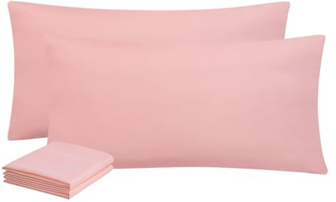 Aisbo Funda de Almohada 40x80 - Fundas Almohadas 40 x 80, Juego de 2 Fundas Cojín Microfibra, con Cremallera, Suave y Transpirable, Rosa Claro
