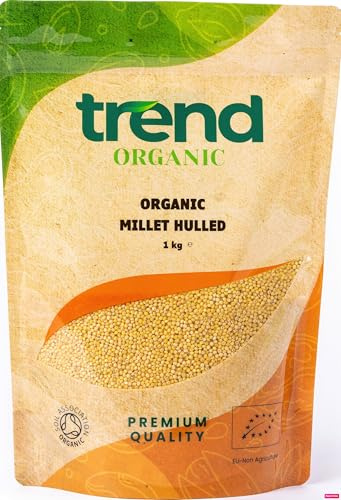 Trend Organic Millet Hulled, 1kg-Versatile Whole Grain, Rich in Fibre, Protein, Vitamins and Minerals, Certified Organic, Vegan, Non-GMO, No Additives No Preservatives, Raw