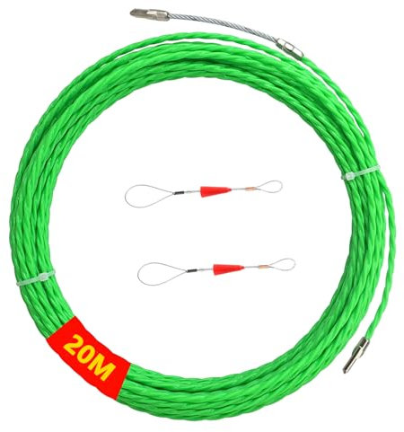 20 m Guia Pasacables, φ 4 mm Enhebrador de Alambre Electrico,con 2 muelles guía, para Tubería Conducto de Cable Pared, Obras de Telecomunicaciones