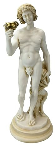 Grekisk romersk gud Dionysus Bacchus & Faun av Michelangelo staty skulptur 34 cm Patina
