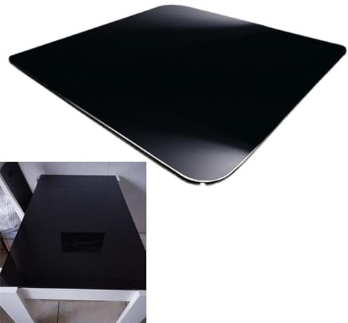 Glasplatte Eckig Schwarz, Glasplatte für Kaminofen und Tischplatte, Schutzplatte mit 8mm Sicherheitsglas, Tischplatte Aus Sicherheitsglas Glas, Funkenschutzplatte, Glasboden für Kamin(Size:100x100cm)