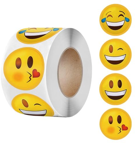 Smiley Aufkleber,Glückliches Gesicht Smiley Aufkleber 500pcs Gelbe Smiley-Aufkleber Kinder Belohnungsaufkleber für Lehrer Und Schüler Chirstmas Birthday Party Dekorative Aufkleber