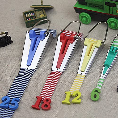 Fafeicy Schrägbandformer-Set, 4 Größen, Stoff-Quiltwerkzeug, DIY-Nähen und Quilten, Kunststoffmaterial, Grün, Gelb, Rot, Blau