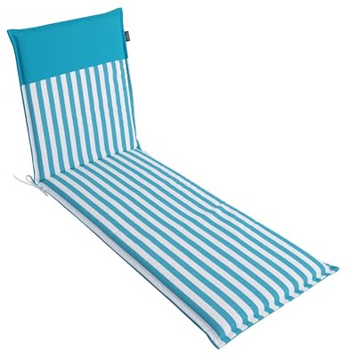 LILENO HOME Cojín para Tumbona de Jardín - Diseño de Rayas, Color Aqua - Ideal para Playa - Acolchado, Enrollable (190 x 60 x 5 cm)