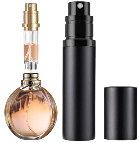 OSALALA Botellas de perfume recargables de 5 ml, mini botella de viaje portátil, botella atomizadora vacía para bolso, bolso, bolsillo, equipaje, hombre y mujer (negro)
