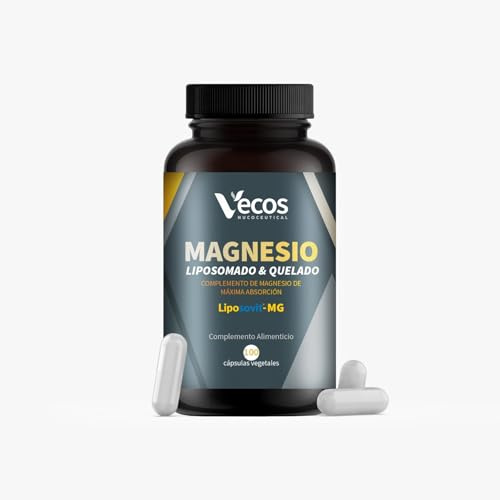 Magnesio Liposomado y Quelado – Máxima Absorción con Liposovit®-Mg y Bisglicinato – Energía, Huesos, Músculos y Sistema Nervioso – Suplemento Vegano, Sin Gluten ni Azúcares