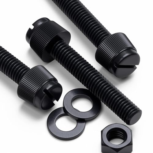 50x Noir, vis moletées rainurées en nylon, boulons, écrous, rondelles, M5 x 30 mm