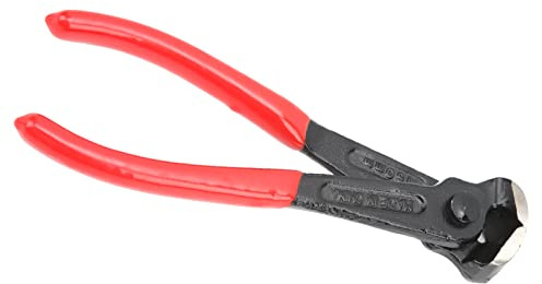 6in Flush Cut End Pliers for Violin Making Guitar Frets with Slim Handle Thread Cutting, Iron, Black and Red