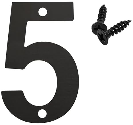Numeri civici moderni in metallo in acciaio inox da 3/3,5/4/5 pollici, numeri per porta neri per cassetta postale con viti, per placca appartamento, caffè, giardino, strada(5,5In)