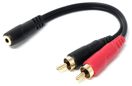 DRUT 3.5mm Stereo Jack Socket to 2x RCA Phono Plug, 0.2m | Durable, reliable connectors. No drivers needed, plug & play. Great for Hi-Fi systems, laptops, phones, mixers, and...