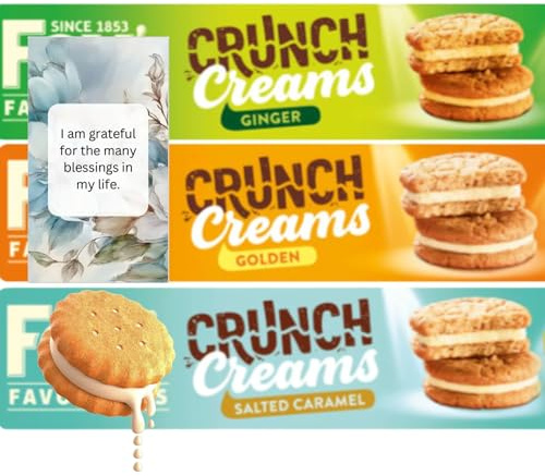 Biscuits Bundle With Crunch Creams Ginger, Salted Caramel, Golden Flavoured Biscuits 200g (3 Mixed Pack) – By Oerich Gift