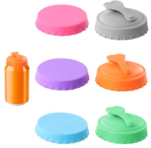Set di 6 Tappi per Lattine Bibite, Tappo in Silicone per Lattine di Soda e Birra, Anti-Perdita e Facile da Pulire, Protezione Ideale per Bevande e Birra