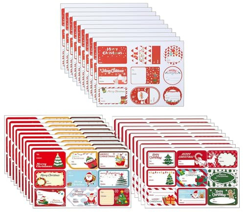 WHGHG 270 Pcs Gift Tags Stickers Self-Adhesive Labels for Presents - Festive Name Tags Decorative Gift Wrapping Supplies for Christmascs