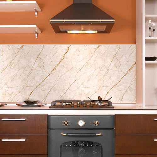 kina Adesivo Paraschizzi Cucina Effetto Marmo Protezione e Decorazione, Lavabile Antimacchia Antigraffio Ignifugo e Idrorepellente - Misura 60x150 cm