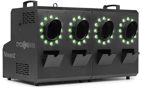 BeamZ Cyclone400 Seifenblasenmaschine mit Nebel & LED – Nebelmaschine mit 24 RGBW LEDs – Smoke Bubble Machine, DMX & Fernbedienung, Seifenblasen Maschine, Nebelmaschine Halloween, Partys & Events