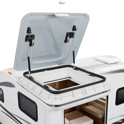 RV-Dachluke mit Sonnenschutz und Fliegengitter 500*700 mm,700 x 500 mm Integrierte reflektierende Sonnenblende reduziert Hitze, gewährleistet Privatsphäre, 70° Öffnungswinkel Grey-500*500mm