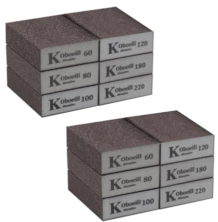 12 PCS Sanding Block, Washable and Reusable Sanding Blocks | for Wood, Metal, Paint, Furniture, Wet and Dry Hand Sanding, 60/80/100/120/180/220 Grit