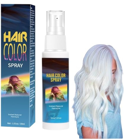 Hair Colour Spray 30ml White Hair Spray Temporary - Non-Sticky, Long-Lasting, Washable Temporary Hair Dye with Instant Styling for Christmas, Birthday Parties, Events and Cosplay Occasions
