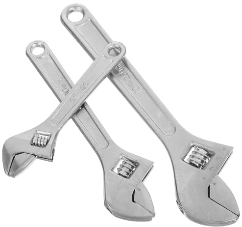 IWOWHERO Clé à Molette Réglable Multifonction en Acier au Carbone Jeu de 3 Pièces Mâchoires Larges Poignée Ergonomique Antidérapante Outil de Réparation pour Mécanique Plomberie et