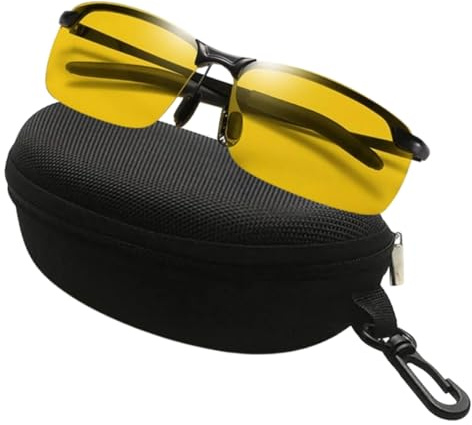Boolavard Night Driving Glasses Anti Glare Polarized with Case - Night Vision Tac Glasses, Glare Reducing Nighttime Driving Glasses for Men & Women