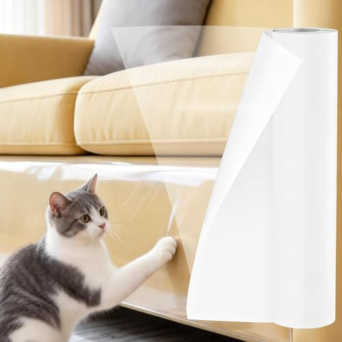 Anti-Cat Scratch Furniture Protector -30CM x 5M Single-Sided Sticky Couch Protector from Cat Claws, Cat Scratch Deterrent Tape Furniture Protectors from Cats Scratching,Cat Accessories