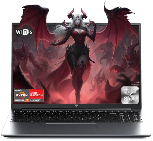 Tivique 16.1 Gaming Laptop with AMD Ryzen 7 H255 Processor up to 4.9GHz | 8C/16T - 4800MHz 16GB RAM DDR5*2 + 512GB M.2 PCIe3.0 SSD, 1200 FHD, BT5.2, Type-C, WiFi 6, 12C Radeon 780M, Backlit Keyboard
