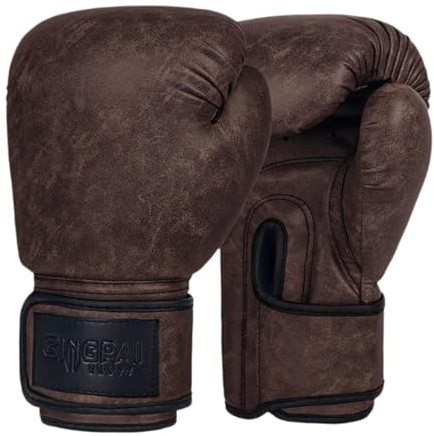 POXZSFX Guantoni da boxe traspiranti e leggeri che offrono supporto durante le sessioni di allenamento e gli esercizi ad alto impatto, guanti da boxe, Marrone scuro 12 oz, 36x15x13.5 cm