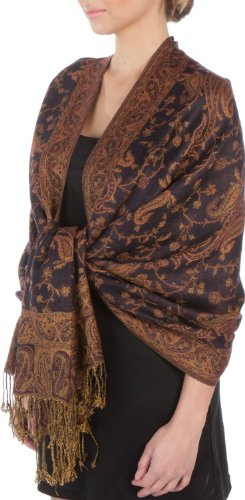 Sakkas 70 x 28 Zweischichtiger Jacquard Paisley Viskose Pashmina Schal/Stola - (20+ Rich Farben)
