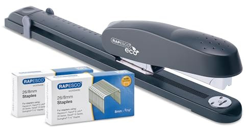 Rapesco 1281 ECO 790 Hochleistung Langarm-Heftgerät mit 10.000 Heftklammern des Typs 26/8 mm, 50 Blatt Kapazität, Anthrazit
