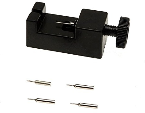 Pure Time® Armband Stiftausdrücker Schwarz Reparatur Uhrmacherwerkzeug Verbindungsstift Stiftausdrücker Uhrenwerkzeug Pin entferner einstellbar + 4 Ersatzstifte