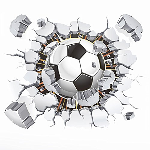 WandSticker4U®- Stickers muraux FOOTBALL 3D (40x50 cm) I Autocollant mural enfant football WM EM Sport porte poster I Déco murale chambre garçon chambre adolescente salon couloir COOL
