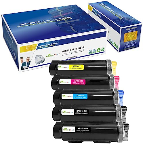 5 Packungen Kompatible Tonerkartuschen 6510 6515【Extra High Yield】 5500 Seiten BK 4300 Seiten C M Y für Xerox 6510n 6510dn 6510dni 6510dnm 6515n 6515dn 6515dni 6515dnm - Verpackung kann variieren