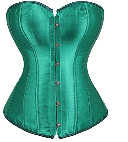 Grön Korset Corset Översts Buster Vintage Snör upp Kvinnor Överskridande Satin Plusstorlek Halloween XL