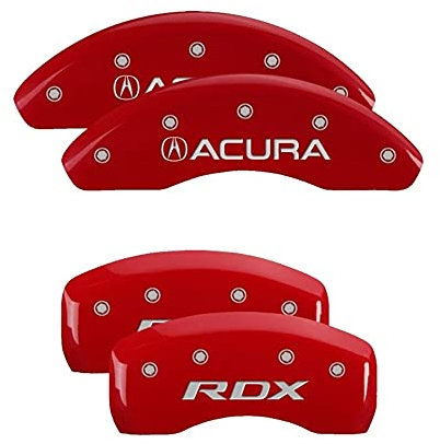 MGP Caliper Covers - Bremssattelabdeckungen kompatibel mit Acura RDX 2019–2025 (benötigt 45,7 cm + Räder), pulverbeschichtet, 4 Stück vorne und hinten (rot – Acura/RDX-Gravur)