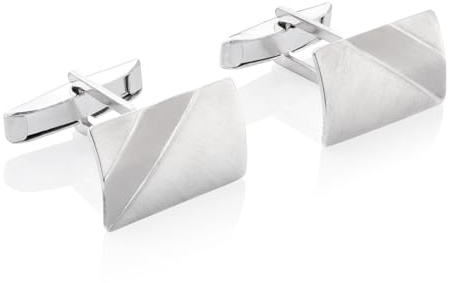 Elegante Herren Manschettenknöpfe Aus 925 Silber Mit Gebürstetem Finish