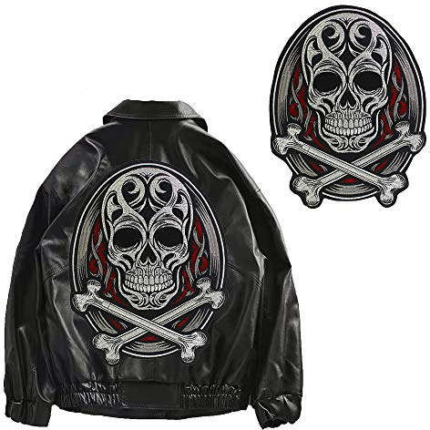 Stickerei Punk Totenkopf Abzeichen Patches DIY Bügelbild Männer Jacke Rücken Applikation