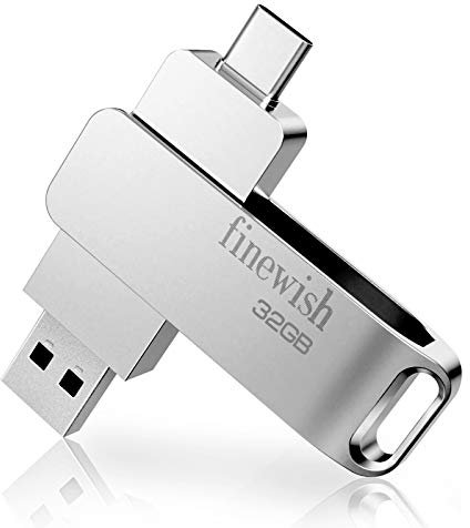 CLé USB 32 Go 3.0, 2 en 1 Type C 3.0 Pen Drive 32gb Imperméable Cle USB C 32 Go pour PC Tablette Smartphone (Argent)