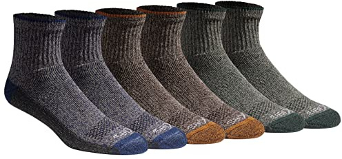 Dickies Men's Dri-Tech Moisture Control Quarter Socks, Available in M-XXL (6, 12, 18 Pairs), Heathered Colors (6 Pairs), Large