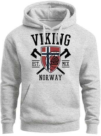 Neverless® Hoodie Herren Viking Norway Norwegen Flagge Wikinger nordisch Kapuzen-Pullover Männer Fashion Streetstyle