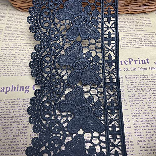 10 CM Breite Europa Butterfly Inelastische Stickerei Spitzenbesatz, Vorhang Tischdecke Slipcover Braut Selbermachen-Kleidung/Zubehör (1,8 Meter in einem Paket) (schwarz)