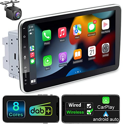 Android 12 Autoradio mit Navi 10.1 Zoll Bildschirm Eingebaut DAB+ Android Auto & Wireless Carplay Doppel Din Radio Auto Radio Touch Display mit Bluetooth 8 Core 2G+32G Rom WiFi 4G GPS AM/FM RDS 2din