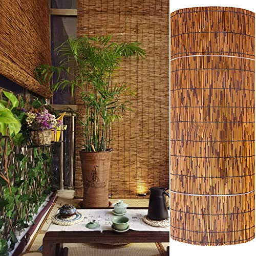 KDDFN Balkon-Sichtschutz-Schilfvorhang,Umweltfreundliche Reed Fencing Roll Jalousie,Dekorativer Hinterhof,Handgewebt,Anpassen,für Garten Balkon Terrasse Outdoor (60x600cm/2x20ft)